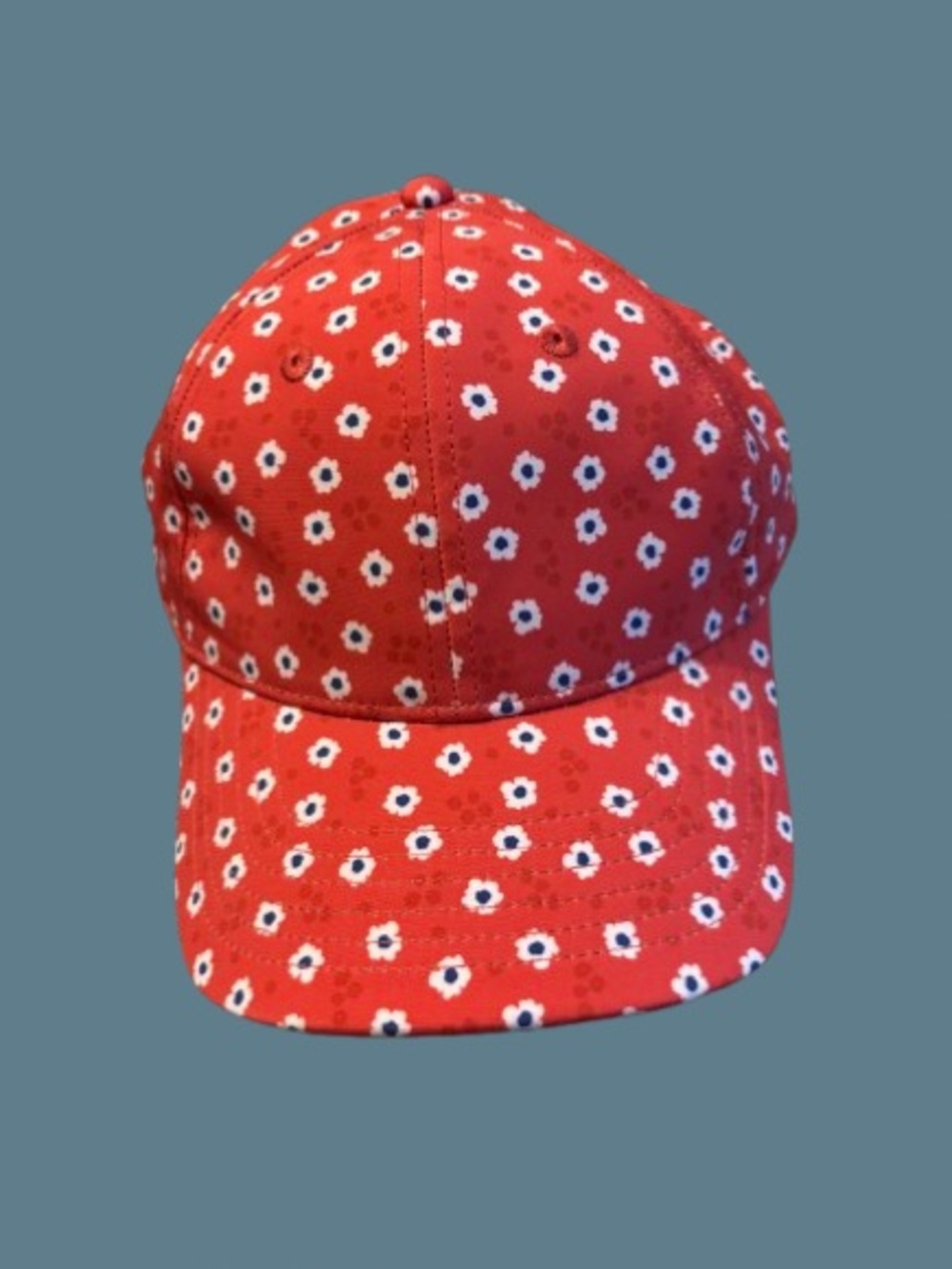 Ahead NWOT Red Daisy Floral Print Adjustable Golf Hat Baseball Cap